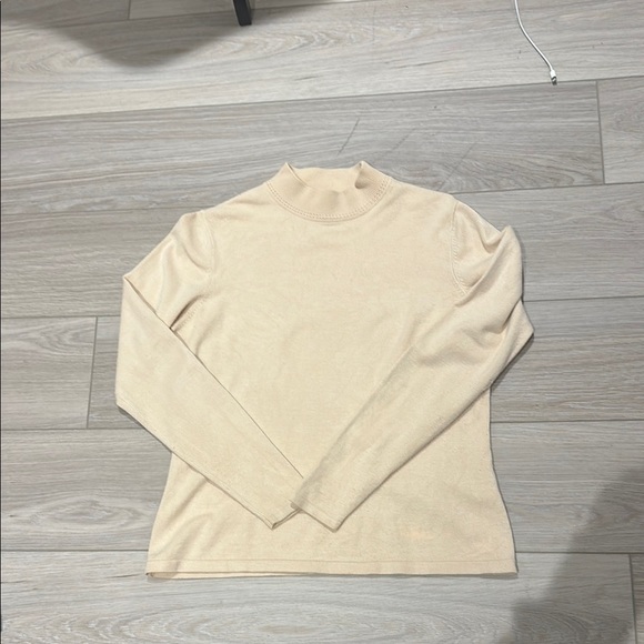 Cream Cowl Neck Sweater with Plush Texture - Picture 7 of 7